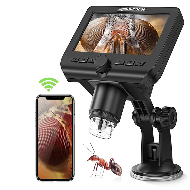 Bezprzewodowy cyfrowy mikroskop 1000X powiększenia z 4,3-calowym ekranem 8 diod LED dla iPhone Android Windows Kids Student i zestawy dla dorosłych
